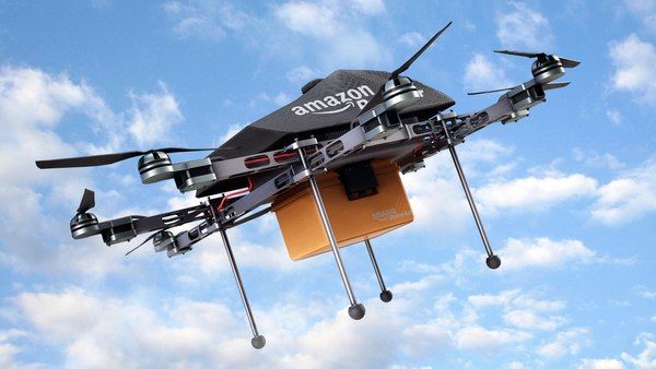Drone-de-entrega-da-Amazon Automação Amazon: Gigante Intensifica Investimento Estratégico para Dominar a Logística Global